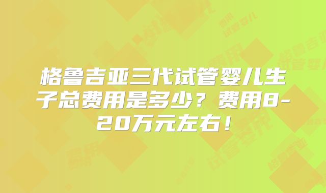 格鲁吉亚三代试管婴儿生子总费用是多少？费用8-20万元左右！