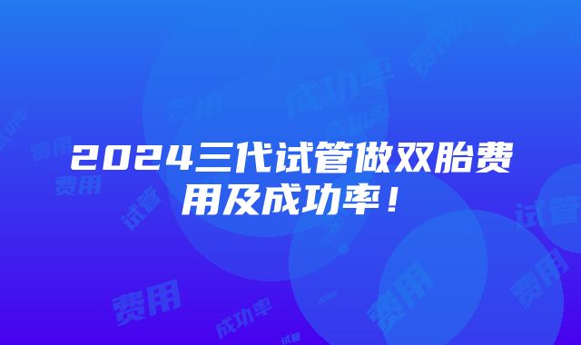 2024三代试管做双胎费用及成功率！