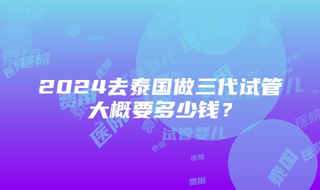 2024去泰国做三代试管大概要多少钱？