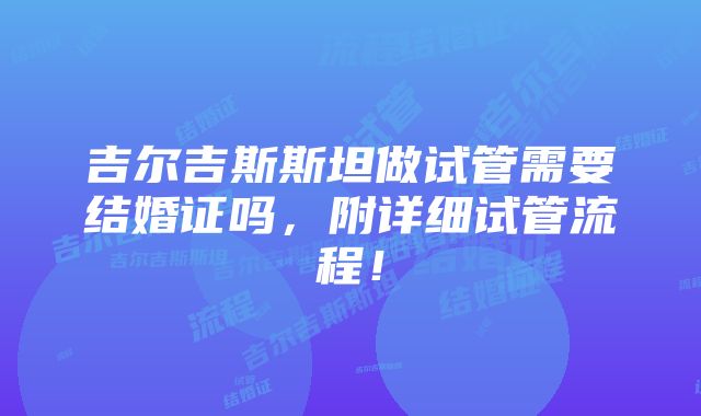 吉尔吉斯斯坦做试管需要结婚证吗，附详细试管流程！