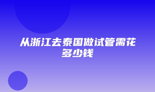 从浙江去泰国做试管需花多少钱