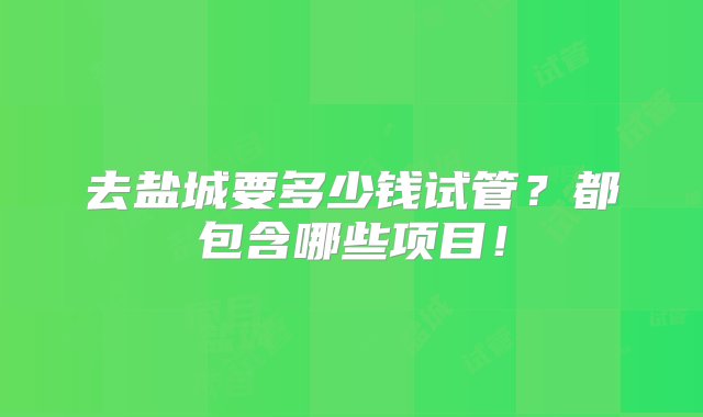 去盐城要多少钱试管？都包含哪些项目！