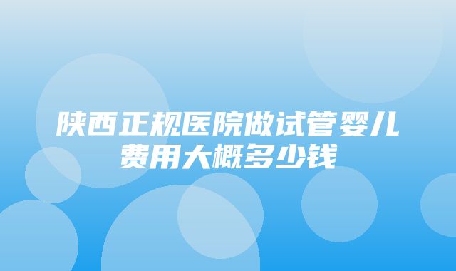 陕西正规医院做试管婴儿费用大概多少钱