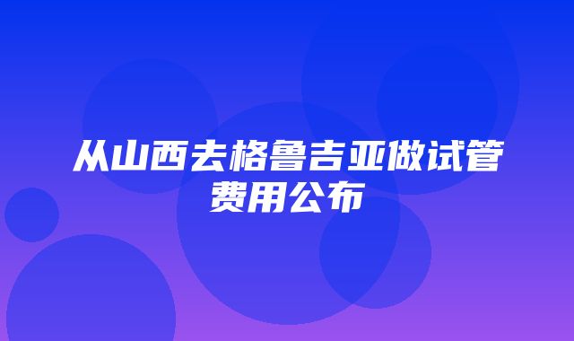 从山西去格鲁吉亚做试管费用公布