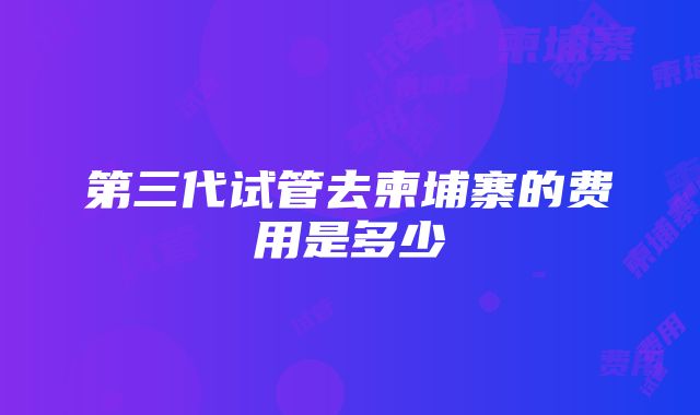 第三代试管去柬埔寨的费用是多少