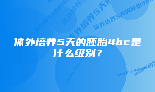 体外培养5天的胚胎4bc是什么级别？