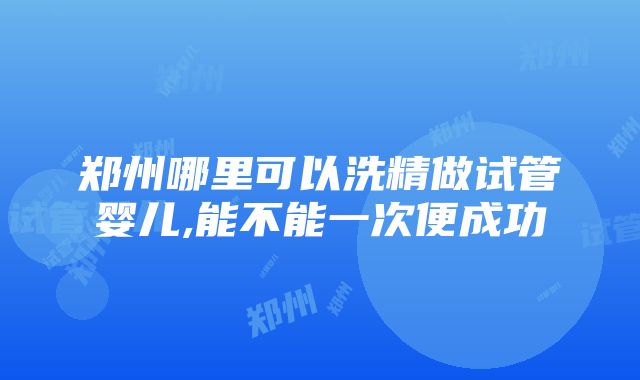 郑州哪里可以洗精做试管婴儿,能不能一次便成功