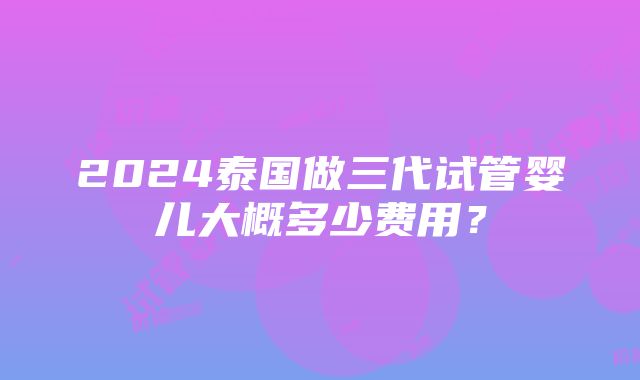 2024泰国做三代试管婴儿大概多少费用？