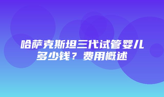 哈萨克斯坦三代试管婴儿多少钱？费用概述