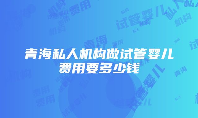 青海私人机构做试管婴儿费用要多少钱