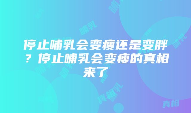 停止哺乳会变瘦还是变胖？停止哺乳会变瘦的真相来了