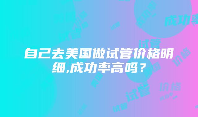 自己去美国做试管价格明细,成功率高吗？