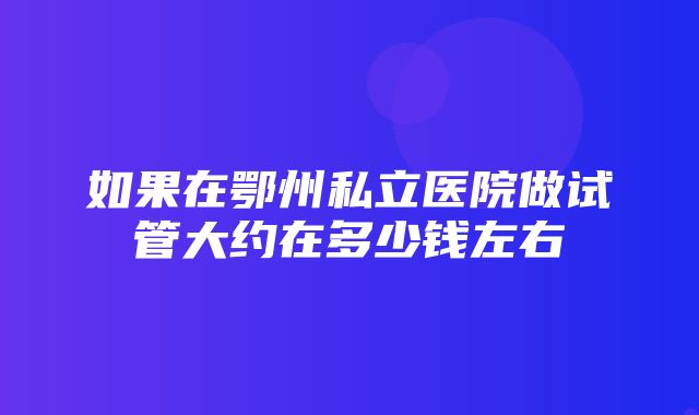 如果在鄂州私立医院做试管大约在多少钱左右