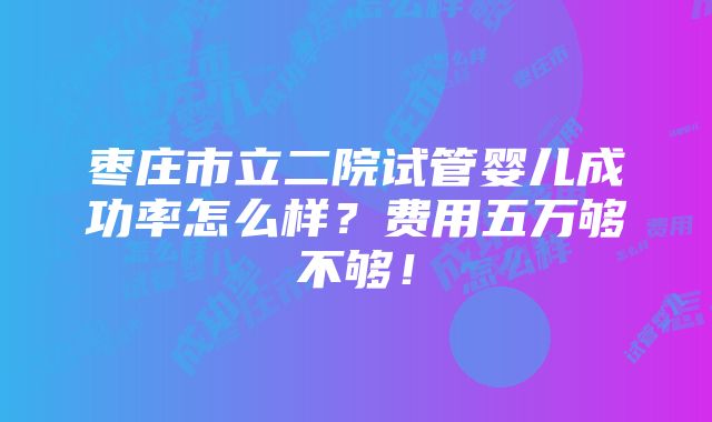 枣庄市立二院试管婴儿成功率怎么样？费用五万够不够！