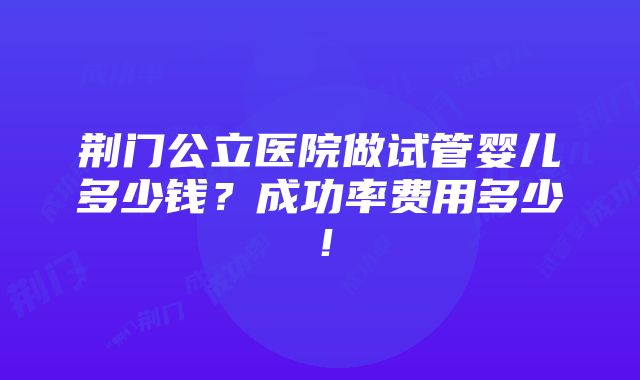 荆门公立医院做试管婴儿多少钱？成功率费用多少！