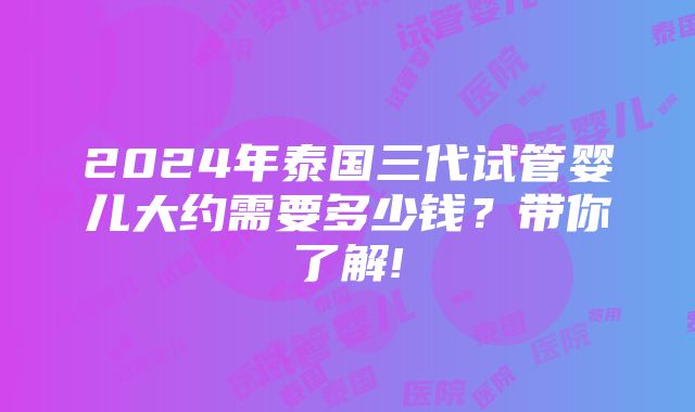 2024年泰国三代试管婴儿大约需要多少钱？带你了解!