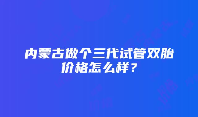 内蒙古做个三代试管双胎价格怎么样？