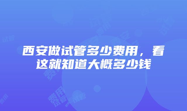 西安做试管多少费用，看这就知道大概多少钱