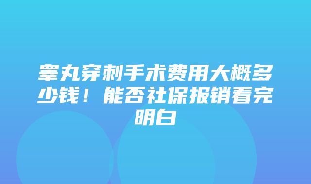 睾丸穿刺手术费用大概多少钱！能否社保报销看完明白