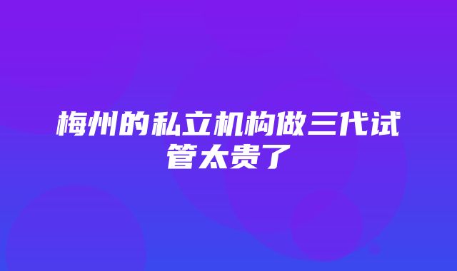 梅州的私立机构做三代试管太贵了