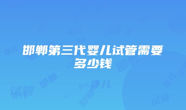 邯郸第三代婴儿试管需要多少钱