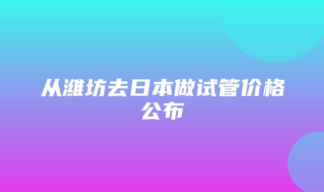 从潍坊去日本做试管价格公布