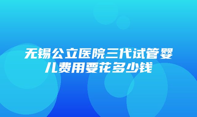 无锡公立医院三代试管婴儿费用要花多少钱