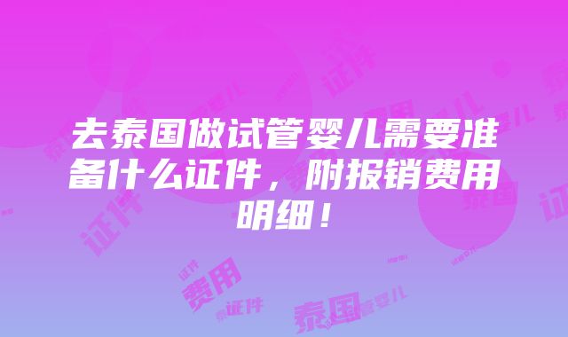 去泰国做试管婴儿需要准备什么证件，附报销费用明细！