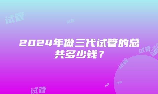 2024年做三代试管的总共多少钱？