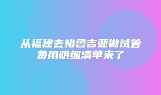 从福建去格鲁吉亚做试管费用明细清单来了