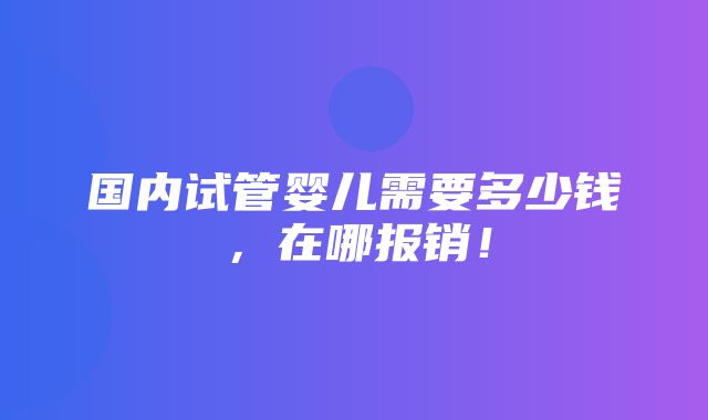 国内试管婴儿需要多少钱，在哪报销！