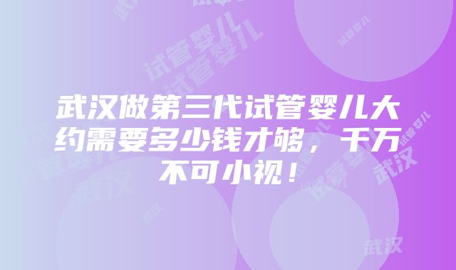 武汉做第三代试管婴儿大约需要多少钱才够，千万不可小视！