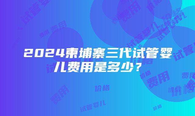 2024柬埔寨三代试管婴儿费用是多少？