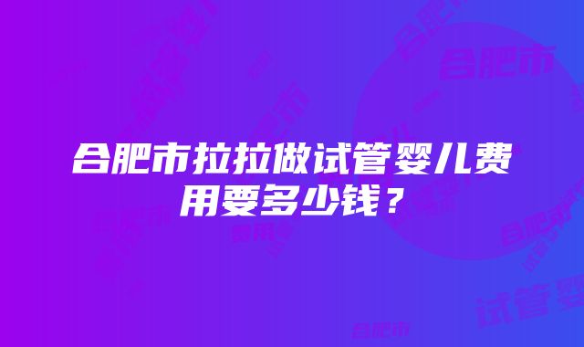 合肥市拉拉做试管婴儿费用要多少钱？