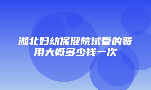 湖北妇幼保健院试管的费用大概多少钱一次