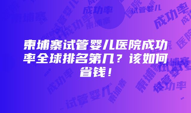 柬埔寨试管婴儿医院成功率全球排名第几？该如何省钱！