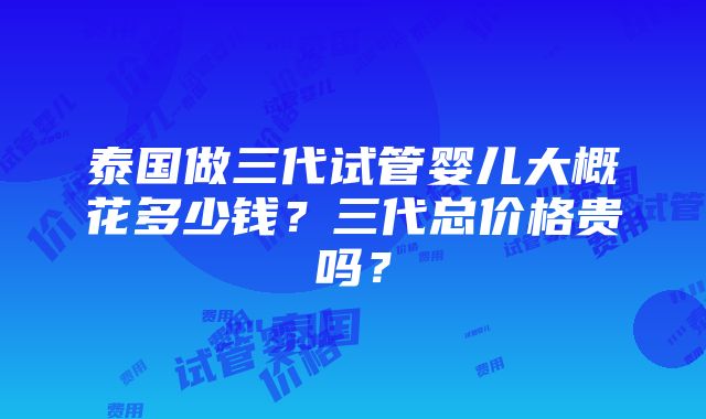 泰国做三代试管婴儿大概花多少钱？三代总价格贵吗？