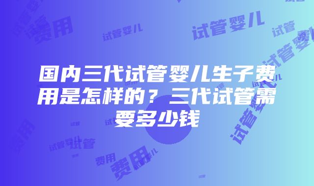 国内三代试管婴儿生子费用是怎样的？三代试管需要多少钱