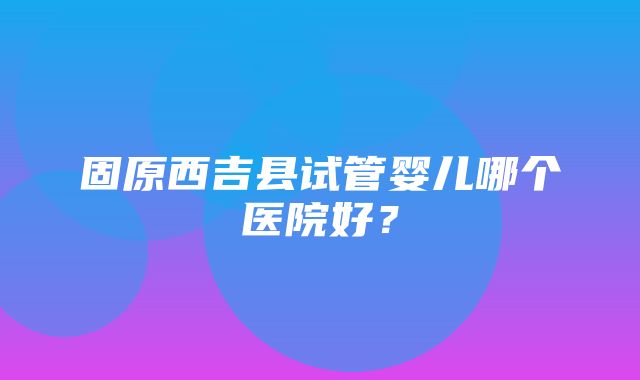 固原西吉县试管婴儿哪个医院好？