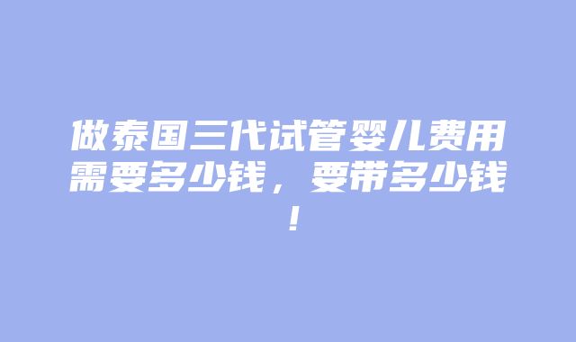 做泰国三代试管婴儿费用需要多少钱，要带多少钱！