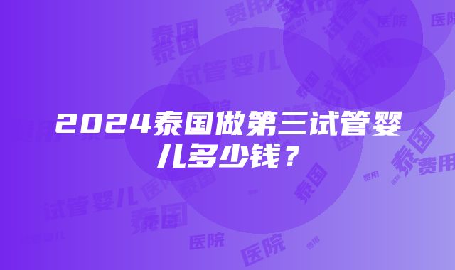 2024泰国做第三试管婴儿多少钱？