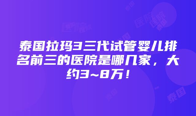 泰国拉玛3三代试管婴儿排名前三的医院是哪几家，大约3~8万！