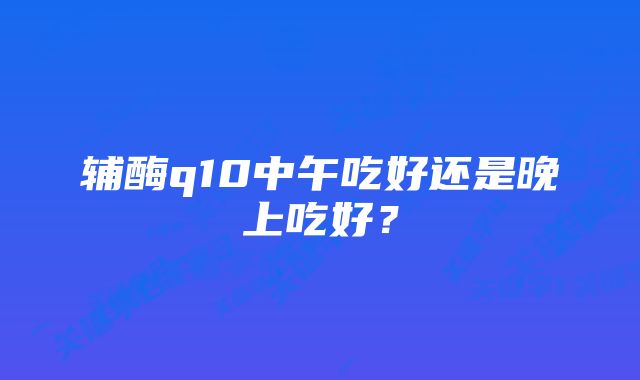 辅酶q10中午吃好还是晚上吃好？