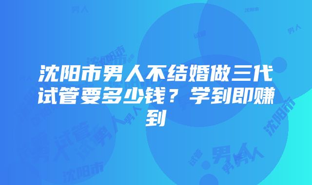 沈阳市男人不结婚做三代试管要多少钱？学到即赚到