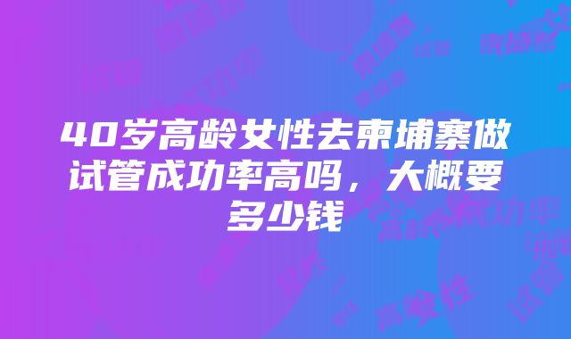 40岁高龄女性去柬埔寨做试管成功率高吗，大概要多少钱