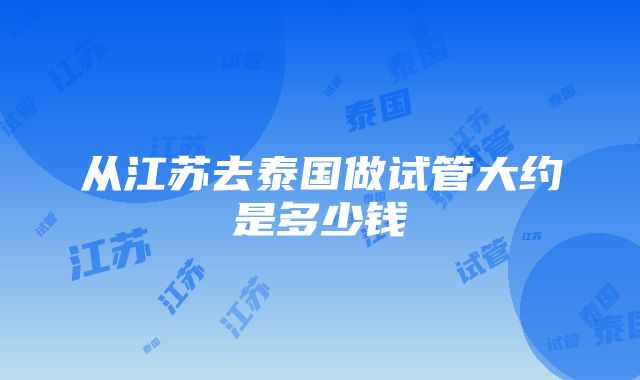 从江苏去泰国做试管大约是多少钱