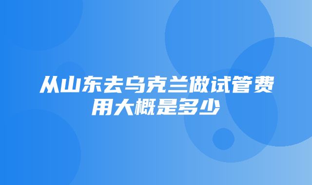 从山东去乌克兰做试管费用大概是多少