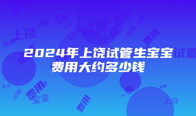 2024年上饶试管生宝宝费用大约多少钱