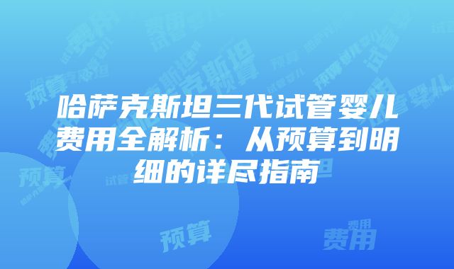 哈萨克斯坦三代试管婴儿费用全解析：从预算到明细的详尽指南