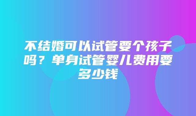 不结婚可以试管要个孩子吗？单身试管婴儿费用要多少钱